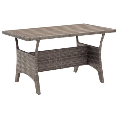 vidaXL Patio Table Gray 47.2"x27.6"x26" Poly Rattan