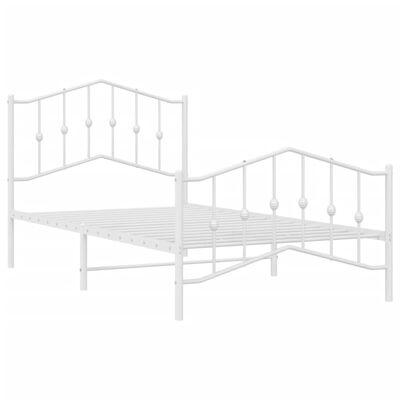 vidaXL Metal Bed Frame without Mattress with Footboard White 39.4"x74.8"