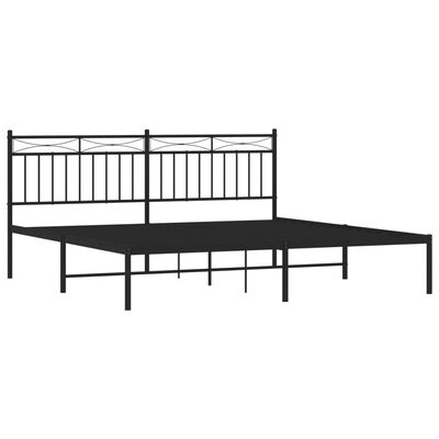 vidaXL Metal Bed Frame without Mattress with Headboard Black 72"x83.9"