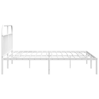 vidaXL Metal Bed Frame without Mattress with Headboard White 76"x79.9"