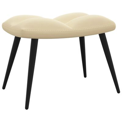 vidaXL Relaxing Chair with a Stool Cream White Velvet