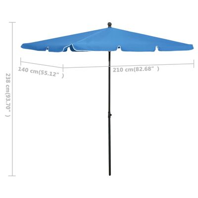 vidaXL Garden Parasol with Pole 82.7"x55.1" Azure Blue