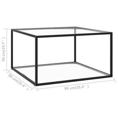 vidaXL Table Black with Tempered Glass 35.4"x35.4"x19.7" | vidaXL.com