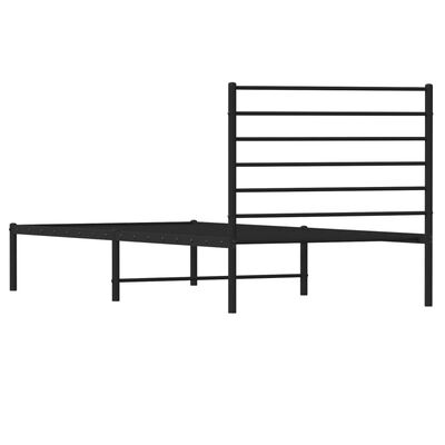 vidaXL Metal Bed Frame without Mattress with Headboard Black 39.4"x78.7"