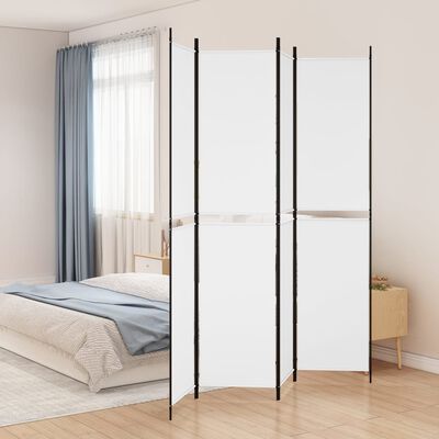 vidaXL 4-Panel Room Divider White 78.7"x86.6" Fabric