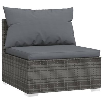 vidaXL 8 Piece Patio Lounge Set with Cushions Poly Rattan Gray