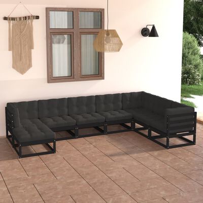 vidaXL 8 Piece Patio Lounge Set with Cushions Solid Pinewood