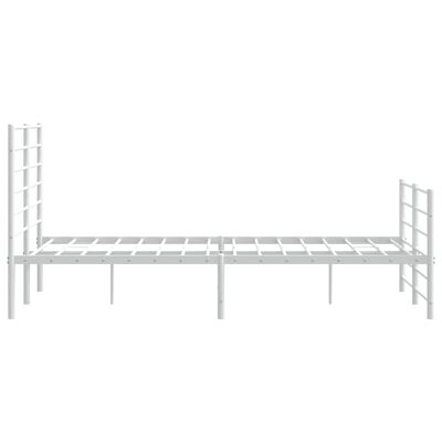 vidaXL Metal Bed Frame without Mattress with Footboard White 59.1"x78.7"