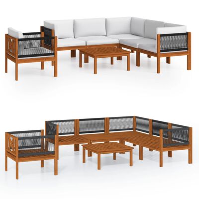 vidaXL 7 Piece Patio Lounge Set with Cushions Cream Solid Acacia Wood