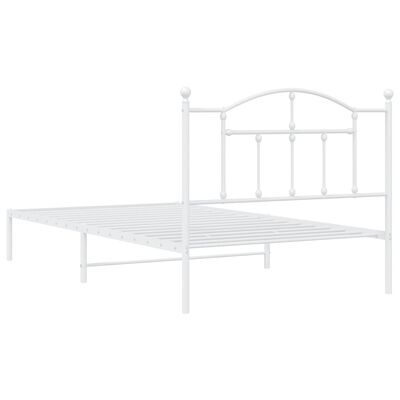 vidaXL Metal Bed Frame without Mattress with Headboard White 39.4"x78.7"