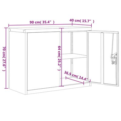 vidaXL File Cabinet Anthracite 35.4"x15.7"x27.6" Steel