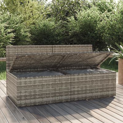 vidaXL 2-Seater Patio Sofa with Cushions Gray Poly Rattan