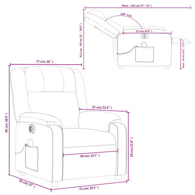 vidaXL Electric Massage Recliner Chair Gray Faux Leather