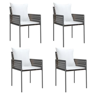 vidaXL 5 Piece Patio Dining Set with Cushions Poly Rattan and Steel