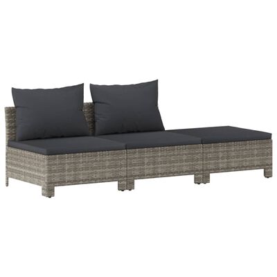 vidaXL 7 Piece Patio Lounge Set with Cushions Gray Poly Rattan