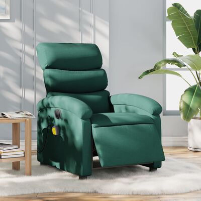 vidaXL Electric Massage Recliner Chair Dark Green Fabric