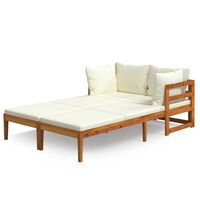 vidaXL Sun Loungers with Cream White Cushions 2 pcs Acacia Wood