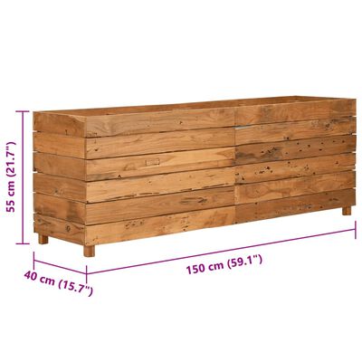 vidaXL Raised Bed 59.1"x15.7"x21.7" Recycled Teak Wood and Steel