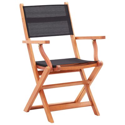 vidaXL Folding Patio Chairs 2 pcs Solid Eucalyptus Wood&Textilene