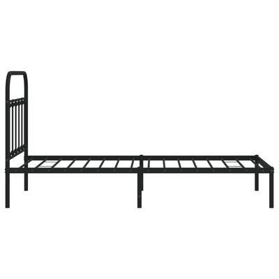 vidaXL Metal Bed Frame without Mattress with Headboard Black 39.4"x74.8"