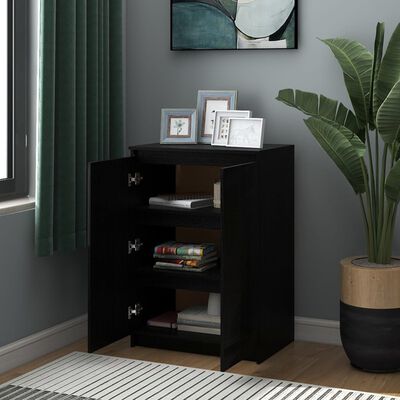 vidaXL Sideboard Black 23.6"x14.2"x33.1" Solid Pinewood