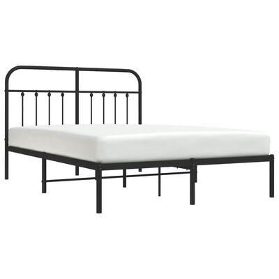 vidaXL Metal Bed Frame without Mattress with Headboard Black 53.1"x74.8"