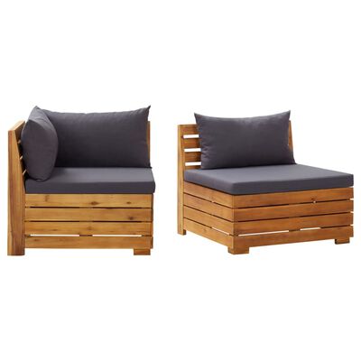 vidaXL 2 Piece Patio Lounge Set with Cushions Solid Acacia Wood