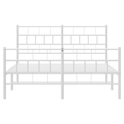 vidaXL Metal Bed Frame without Mattress with Footboard White 59.1"x78.7"