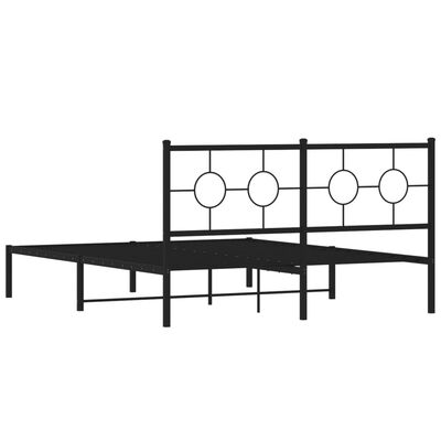 vidaXL Metal Bed Frame without Mattress with Headboard Black 59.1"x78.7"