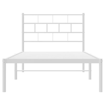 vidaXL Metal Bed Frame without Mattress with Headboard White 39.4"x74.8"