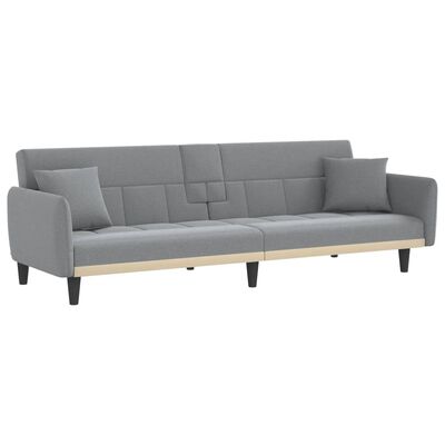 vidaXL Sofa Bed with Cup Holders Light Gray Fabric