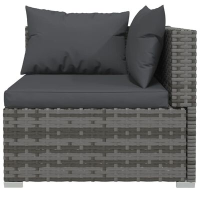 vidaXL 8 Piece Patio Lounge Set with Cushions Poly Rattan Gray