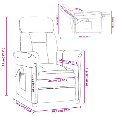 vidaXL Massage Recliner Taupe Faux Suede Leather