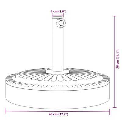 vidaXL Parasol Base for Ø1.5"/1.9" Poles 55.1 lb Round