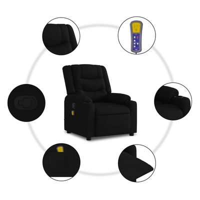 vidaXL Massage Recliner Chair Black Fabric