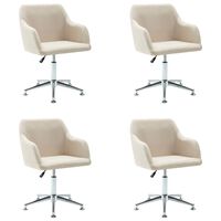 vidaXL Swivel Dining Chairs 4 pcs Cream Fabric