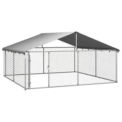 vidaXL Outdoor Dog Kennel with Roof 118.1"x118.1"x59.1"