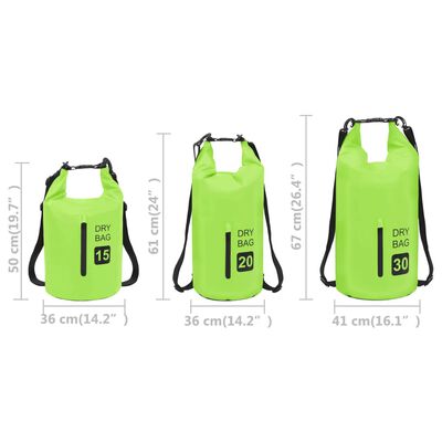 vidaXL Dry Bag with Zipper Green 5.3 gal PVC