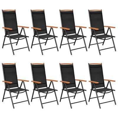 vidaXL 9 Piece Patio Dining Set Aluminum Black