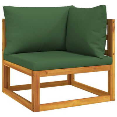 vidaXL 7 Piece Patio Lounge Set with Green Cushions Solid Wood