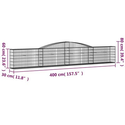 vidaXL Arched Gabion Basket 157.5"x11.8"x23.6"/31.5" Galvanized Iron