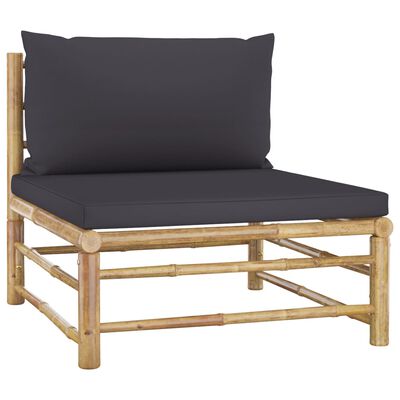 vidaXL 8 Piece Patio Lounge Set with Dark Gray Cushions Bamboo