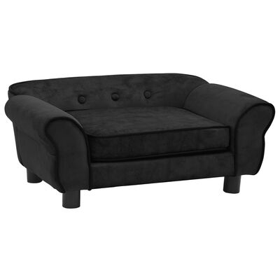 vidaXL Dog Sofa Black 28.3"x17.7"x11.8" Plush