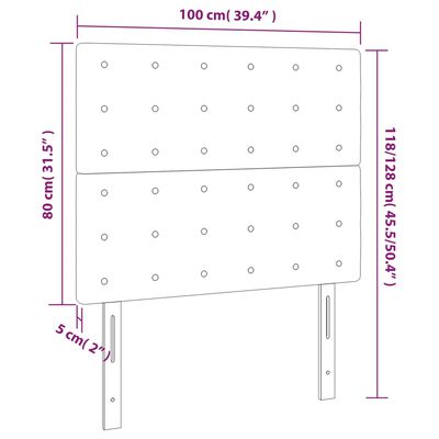 vidaXL LED Headboard White 39.4"x2"x46.5"/50.4" Faux Leather