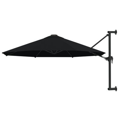 vidaXL Wall-Mounted Garden Parasol with Metal Pole 118.1" Black