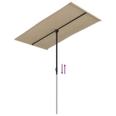 vidaXL Garden Parasol with Aluminum Pole 70.9"x43.3" Taupe