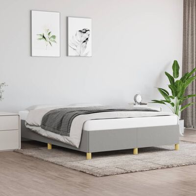 vidaXL Bed Frame Light Gray 59.8"x79.9" Queen Fabric