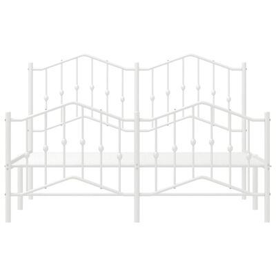 vidaXL Metal Bed Frame with Headboard and Footboard White 53.1"x74.8"