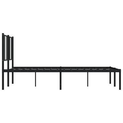 vidaXL Metal Bed Frame without Mattress with Headboard Black 59.1"x78.7"