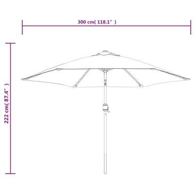 vidaXL Garden Parasol with Metal Pole 118" Anthracite